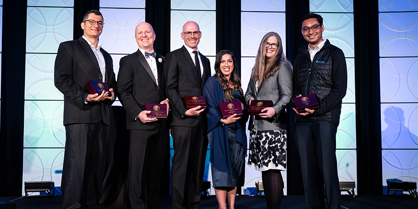 A group photo of the six recipients of the 2025 Engineers Canada Awards